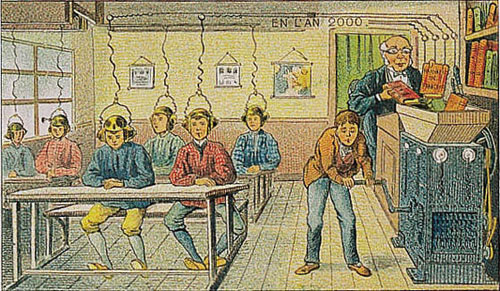 A 1910 prediction of what 21st century classrooms would look like. We don't have that technology, but this depiction isn't too far from the truth...